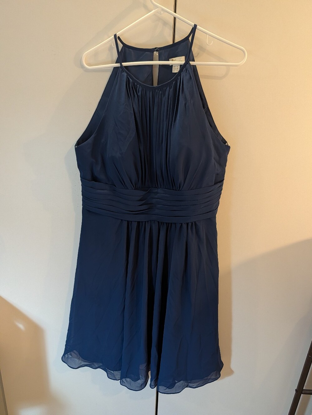 A.W. Bridal Navy Halter Chiffon Dress - Elegant Women's Party Dress